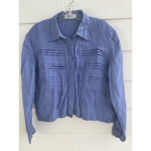 JSong Collection 100% linen blue shirt jacket 18